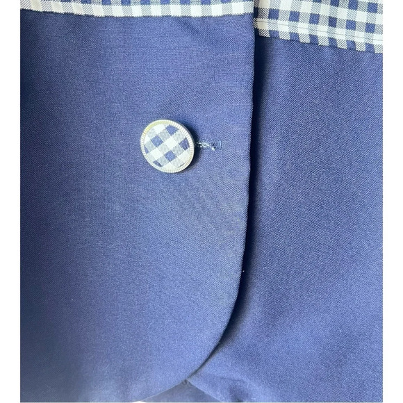 Women’s Quartz Vintage blazer front white blue navy button shoulder pad size 14. - Picture 10 of 16